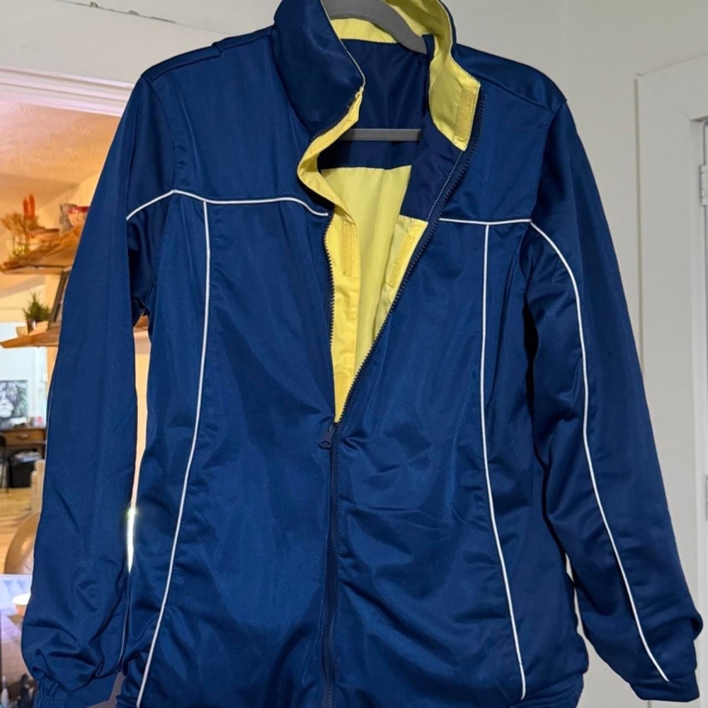 Athletic Works Reversible Colorblock Windbreaker Jacket Navy Yellow